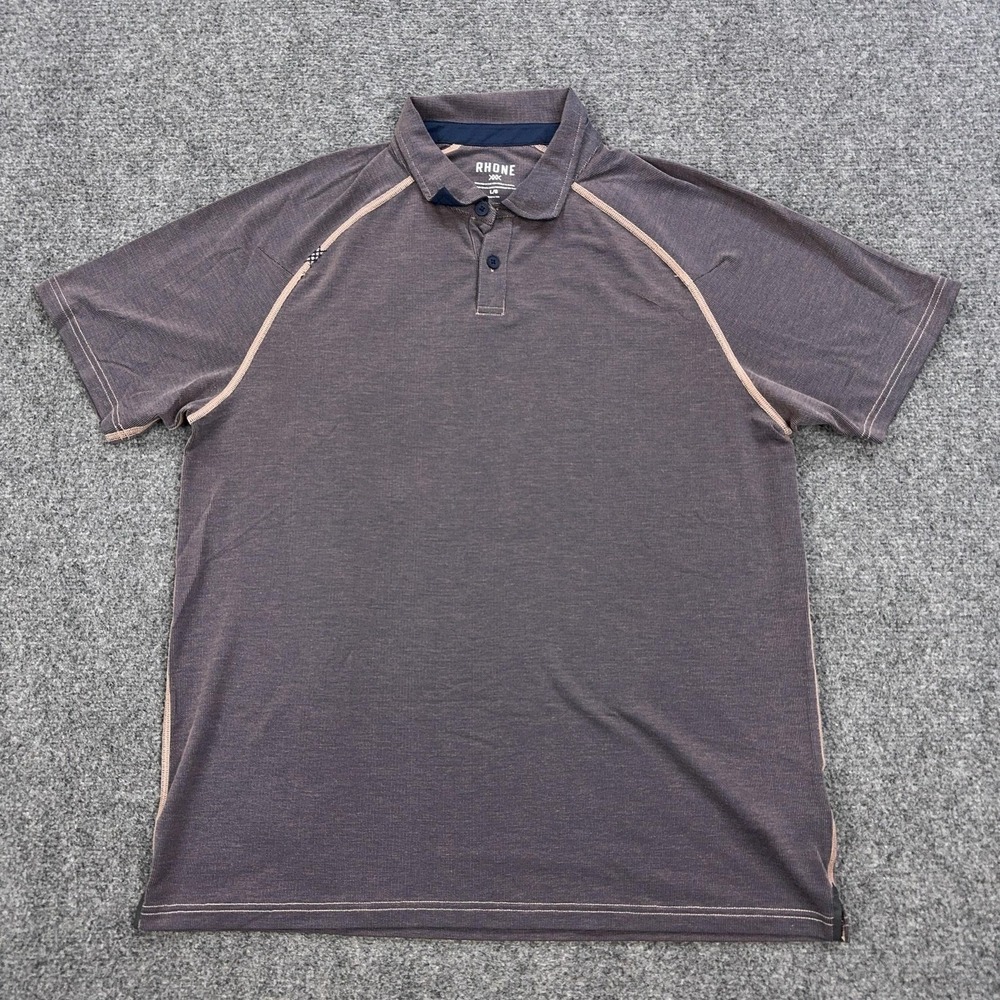 Rhone Polo Shirt Mens L Purple Polyester Lyocell Spandex Golf Stretch Tagless